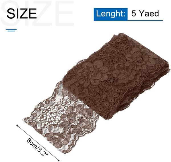 7,6 cm bred 4,5 meter elastisk spetsband mörkbrun blommönster stretchtyg för sömnad och DIY-hantverk presentinslagning style_name