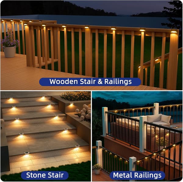 Solar Powered LED Wall Lights 8-Pack Outdoor Garden Lighting Brown Energy Efficient Waterproof