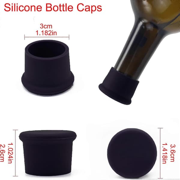 Silikonepropper 6-pak Vinpropper Genanvendelige propper til vin, champagneflasker, ølflasker, mousserende vin, vinpropper, flaskepropper