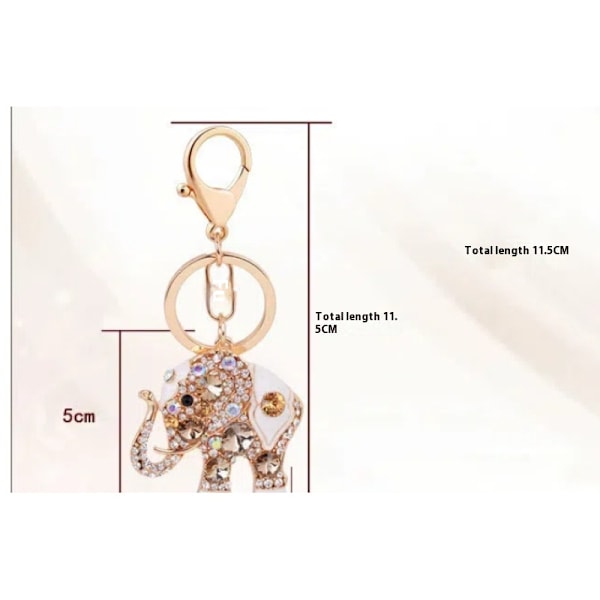 (Champagne Guld) Elefant Nøglering Rhinestone Krystal Nøglering Nøgleringskæde Taske Charm Vedhæng Gave Giv den til en pige