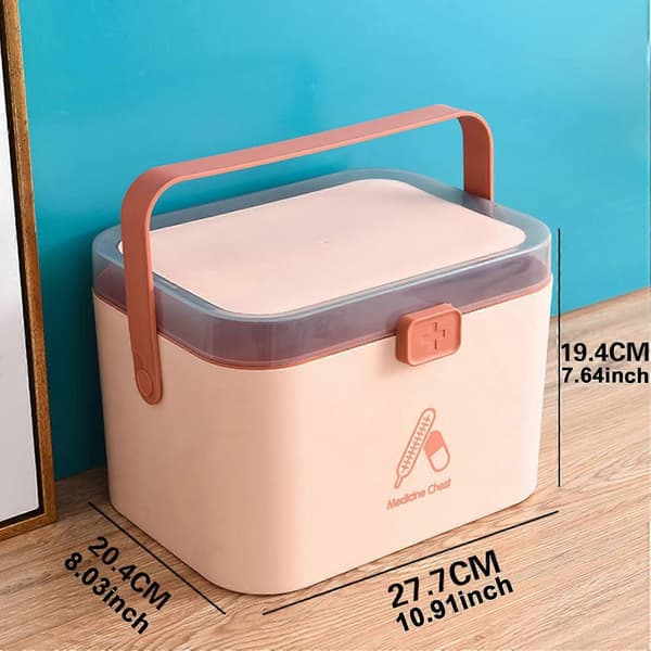 Medicine Storage Box, Foldable 2-Layer First Aid Box, Portable Medicine Container, Large Medicine Box