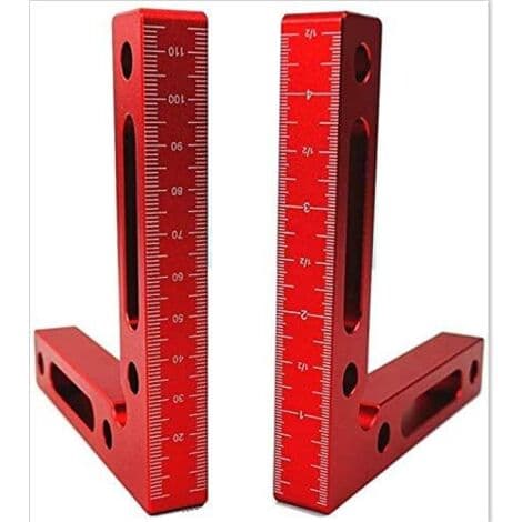 90° Right Angle Clamp 4.7\" x 4.7\" Aluminum Alloy - Anti-Corrosion Red Anodized Finish - For Assembling Frames and Boxes