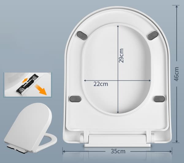WC-istuin, pehmeästi sulkeutuva WC-istuin, hidas WC-istuin, WC-istuin hidastimella