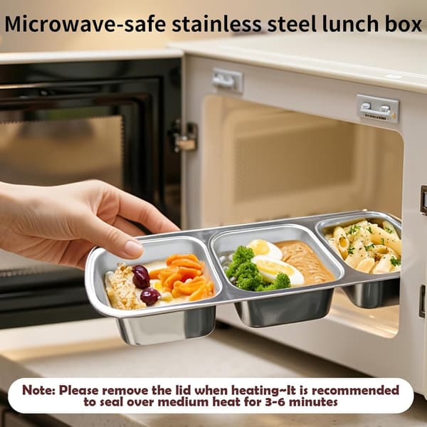 Stainless Steel Snack Containers, 2-Pack Leakproof Reusable Snack Boxes with Lids, 2-Compartment and 3-Compartment Divided Food Storage Container