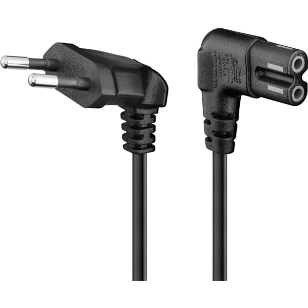 Connection cable with Euro plug, angled, 2 m, black Svart