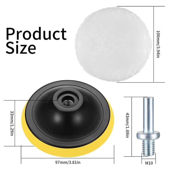 5-pack 4 tums polerplattor i syntetull för bilpolermaskin med borrchuckadapter