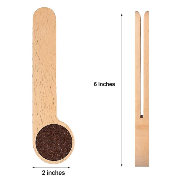 6 Pcs Wooden Coffee Scoop And Bag Clip,tablespoon Measuring Scoop,coffee Bags Sealer,compatible With Ground Bea