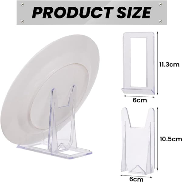Plate Stand 6-pack - Adjustable Holder for Decorative Plates - Acrylic Book and Cookbook Stand for Tabletop Display
