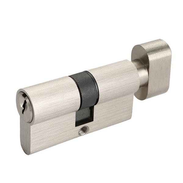 K med knap - Standard låsecylinder med europæisk profilnøgle + knap 30x30 anti-plukning beskyttelse mod statorboring de