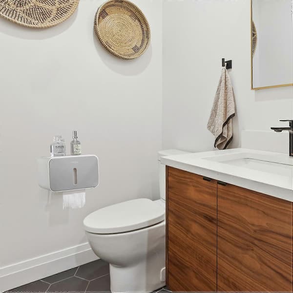 Wall Mounted Self-Adhesive Paper Towel Holder Rolls Tissue Holder Tissue Storage Box Waterproof and Dustproof No Drilling