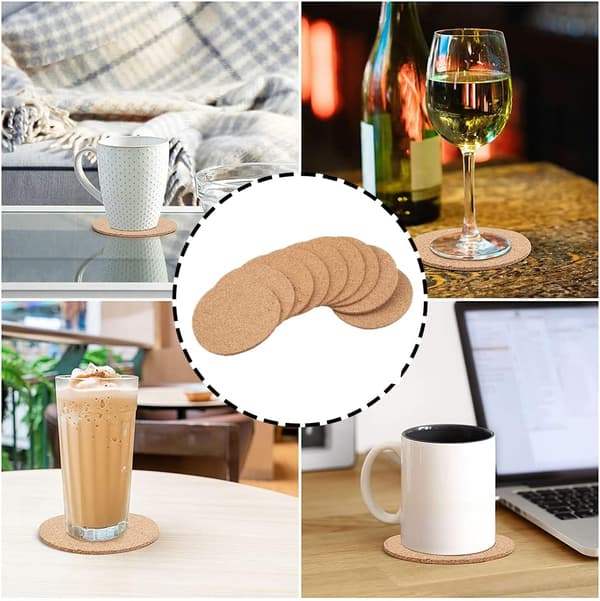 Coaster Set 10 pcs Cork Cup Pad Reusable Mat for Coffee Beer Mugs, no box