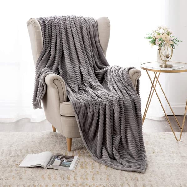 Blød fleece tæppe flanneltæppe pompom ensfarvede tæpper sengetæppe sofa tæppe seng sofa soveværelse kontor grå grey