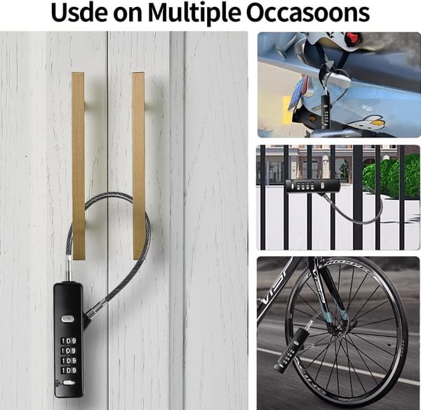 Combination Cable Lock - Versatile Robust Steel Cable for Bicycles, Lockers, Wardrobes, Small Fences.