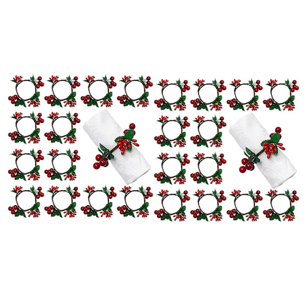2x Serviettringer, Rustikk Serviettring Serviettholdere Røde Bær Borddekorasjoner Kompatibel Med Bryllup Chris