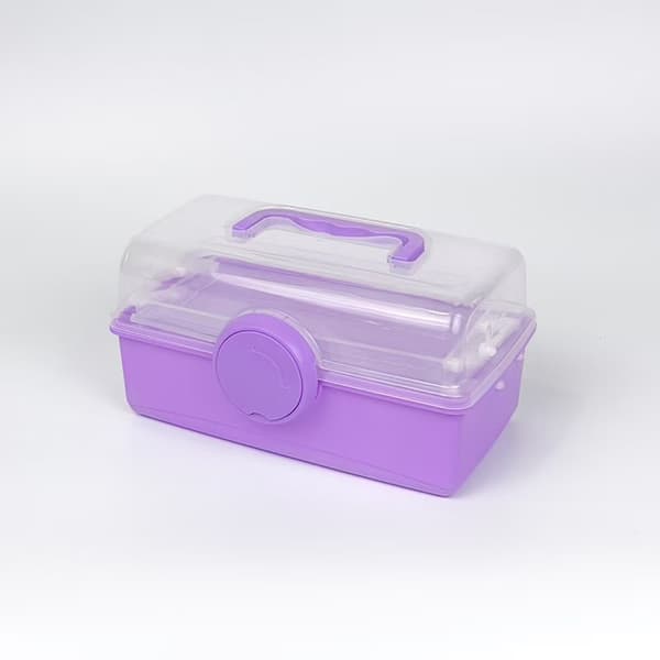 Handheld Transparent Storage Box, Art Student Tool Box, Foldable Three-Layer Storage Box, Multifunctional (Purple) Purple Purple