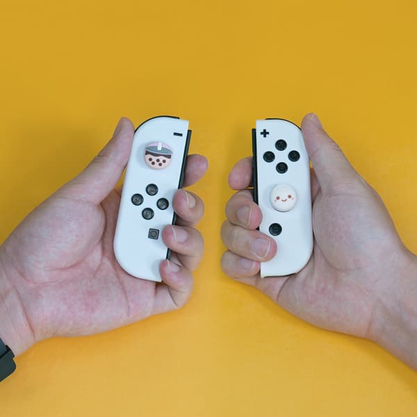 Joystickskydd Bekväm Touch Söt Tecknad Silikon Spel Tumgrepp Skydd för Switch OLED Milk Tea Bun 0.1 0.1