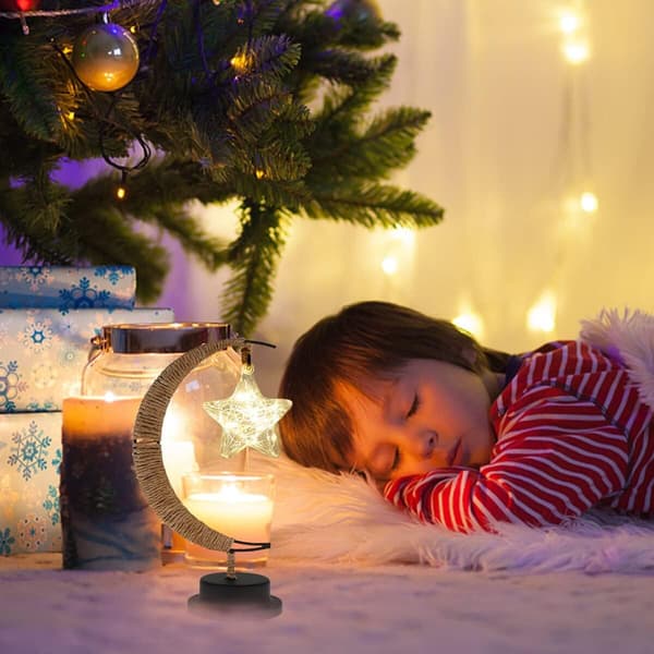 Enchanted Moon Lamp, LED Hanging Moon Memory Night Light Christmas Home Decor (Warm Light Ball)