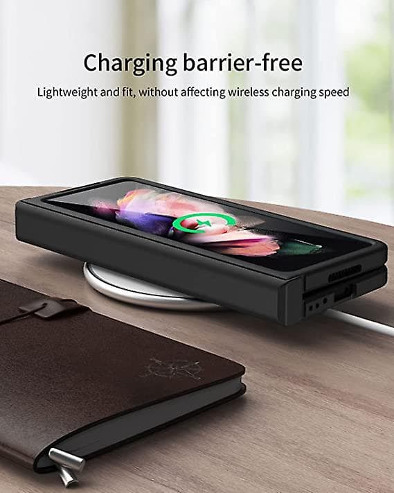 Galaxy Z Fold 3 Case, Heavy Duty Hinge Protection Hard PC Shell with Screen Protector, Full Protection (Black)
