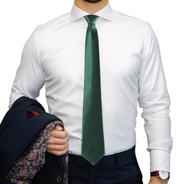 Herrslipsar enfärgad slips för män bröllop affärer formella slipsar Mörkgrön Dark green