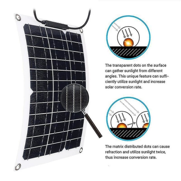 30W Bærbar Monokrystallinsk Solpanel 18V RV Bilbatterilader