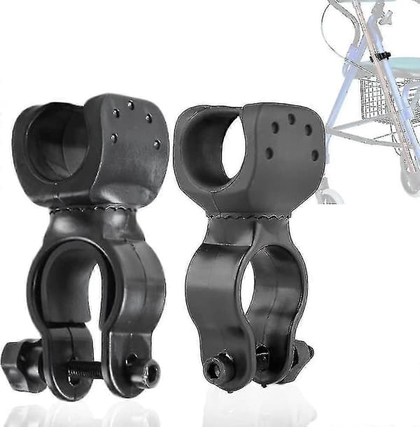 Cane holder for rollators, walkers, wheelchairs - Universal support for crutches, 360° rotatable, 2 pieces New
