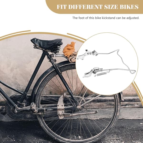 24-inch Silver Metal Bicycle Kickstand, Double-Sided Bike Accessory, Professional Replacement
