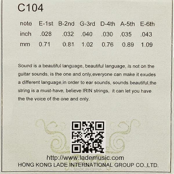 Acoustic Classical Guitar Strings Nylon Silver-Plated Copper Alloy Wound, 6pcs/set (.028-.043)