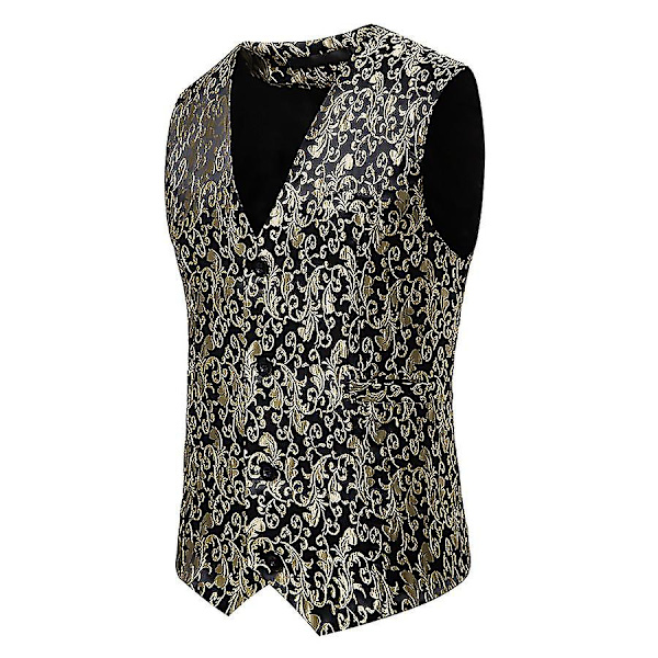 Herre Metallic Paisley Trykt Dressjakke Vest XLgull gold XL