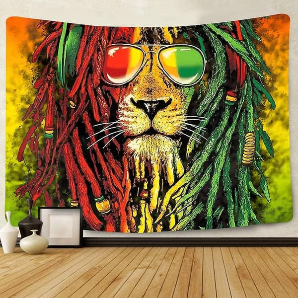 Rasta Tapestry Rastafari Lejonhuvud Bob Väggbonad Tapestry För Vardagsrum Sovrum Sovsal Dekor Psykedelisk