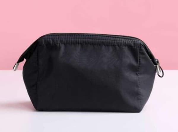 pc Small Compact Foldable Toiletry Bag, Makeup Bag, Cosmetic Pouch Japanese Style (Black)