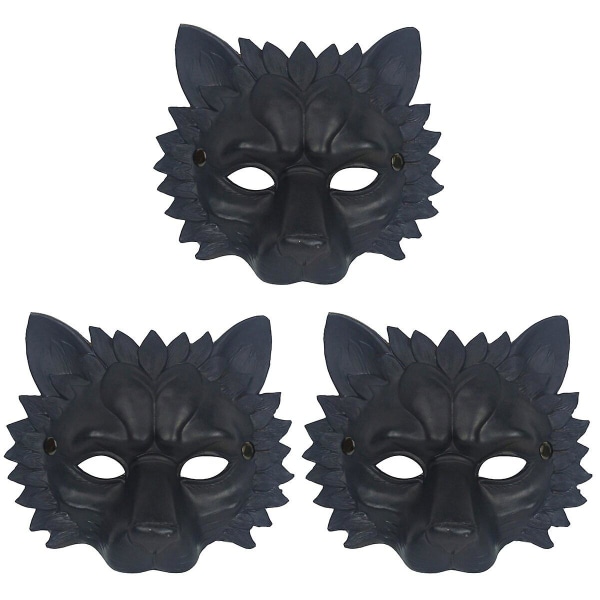 3 st 3d Lion Mask Halloween Cosplay Lion Mask Festtillbehör för Festival Dans Party Masquerade ( 3 pcs 23X20X2CM