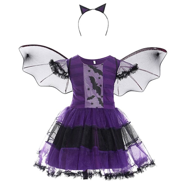 Kids Suit Girls Halloween Costume Kids Cosplay Suit Kids Unisex Bat Costume Halloween Cosplay Dress Kids Birthday Party ClothesPurple100CM