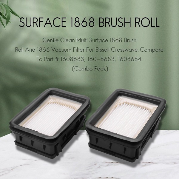 Multi Surface børsterull og 1866 vakuumfilter kompatibel med Bissell Crosswave