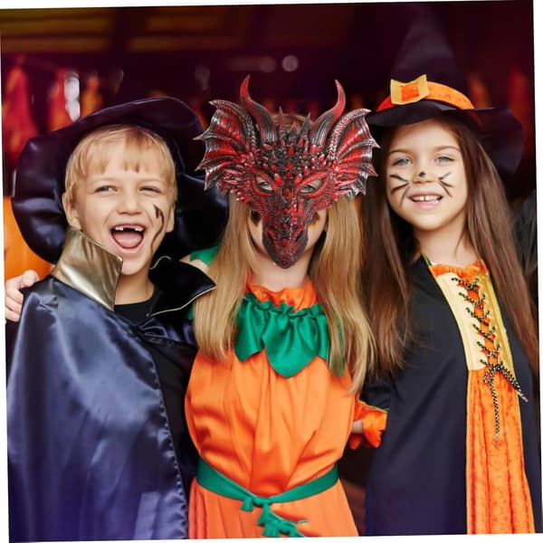 Halloween Drage Cosplay Maske Halvansikt PU Dyremaske med Stropp