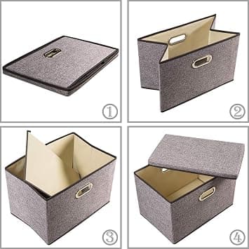 Stora hopfällbara förvaringskorgar (34 x 24 x 18 cm) med lock [1 förpackning