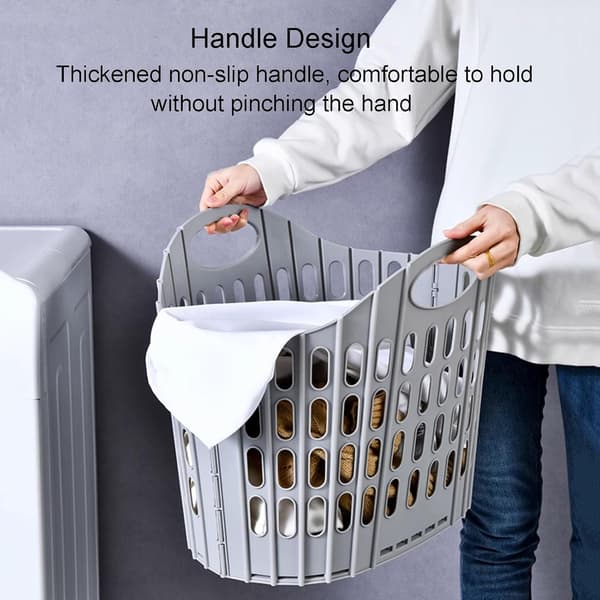 Foldable Laundry Basket, Foldable Storage Basket with Handle, Portable Shower Basket, Storage Basket for Bathroom and Kitchen (Grey)