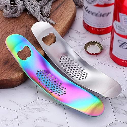Garlic Press in Stainless Steel, Kitchen Utensil with Handle, Easy to Use and Clean, Dishwasher Safe, for Nuts and Seeds