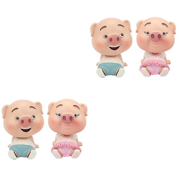 6 st Kreativa Bobblehead Gris Ornamentdocka Tillbehör Bildekor (rosa, himmelsblå) 4 st 6,6x5,5cm 4 pcs 6.6x5.5cm