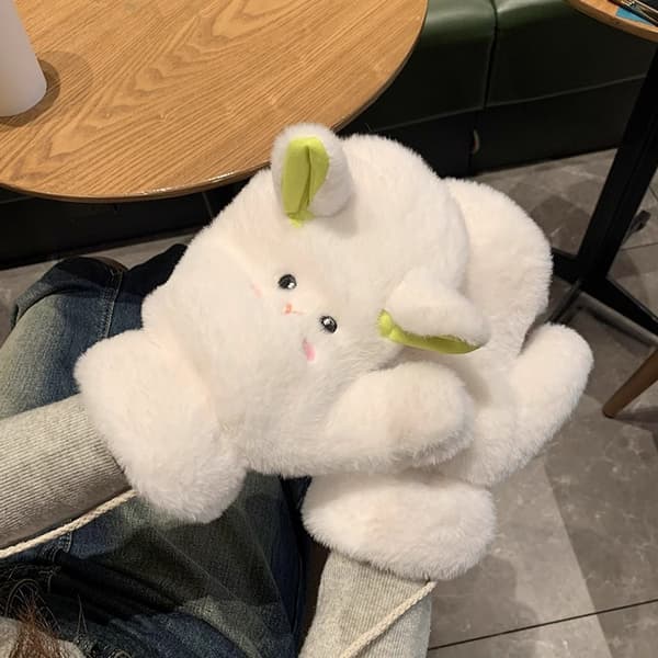 Mjuka plyschhandskar med lammtema, tjocka plyschhandskar med snöre, vintervarma helfingerhandskar