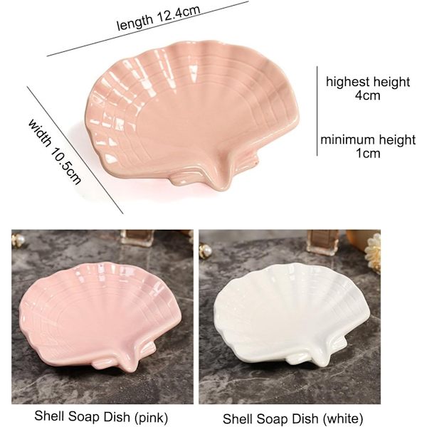 Ceramic Soap Dish - Shell-shaped Self-Draining Soap Tray - Soap Dish - Soap Box - Soap Holder - 1 Pc White