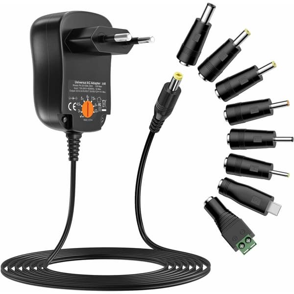 Universal AC/DC Power Adapter 3V 4.5V 5V 6V 7.5V 9V 12V 1A AC Power Supply Transformer with 8 DC Tips for Home Electronics, 100