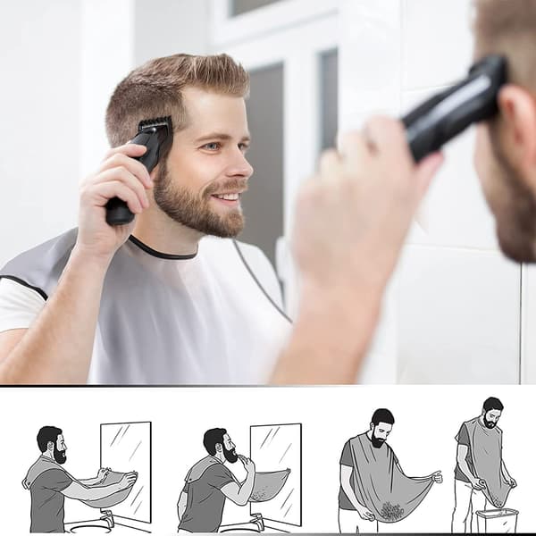Shaving Bib for Shaving, Beard Apron, Beard Shaping Tool, Beard Trimming Catcher, Trimming Accessories White White