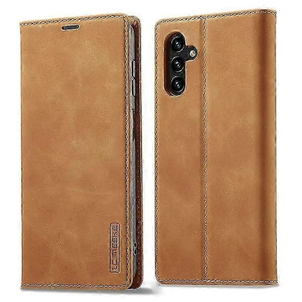 LC.IMEEKE Kompatibelt etui til Samsung Galaxy S25 Pung Mikrofiber Læder Telefoncover (Brun)