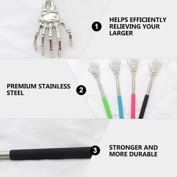 (4-pack) Telescopic Back Scratcher, Portable Extendable Telescopic Metal Back Scratcher - Hand Massage Back Scratcher with Rubber Handle