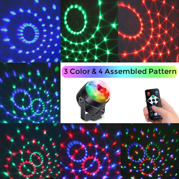 [2-Pack] Lydaktiveret festlys med fjernbetjening Dj-belysning, RGB Disco Ball Light, Strobe-lampe 7 tilstande Stage Par Light f
