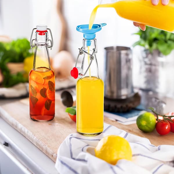10-pack 8 oz glasflaskor med snäpplock och proppar, glasflaskor med snäpplock för stark sås, vaniljextrakt, sirap, limoncello, smaksatt, coquito