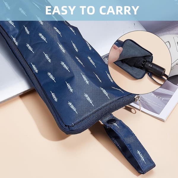Wet Umbrella Storage Bags 15 x 5 Inch Dark Blue Absorbent Umbrella Cover Reversible Protector with Hanging Loop