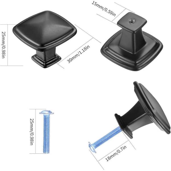 Møbelhåndtak - LARGEIGHT - 12-pakning - Svart - 30 mm - Moderne design
