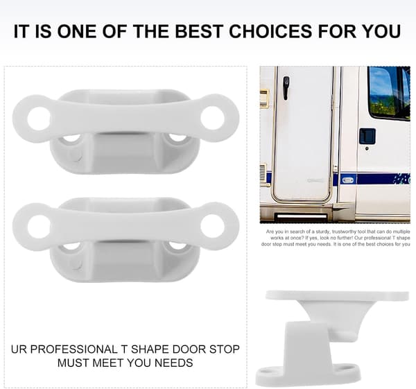 Campingvognsdørlås T-formet 2 stk hvid nylon dørholder stop til autocamper campingvogn trailer