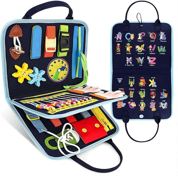 Dementia Activity Mat for Elderly Cognitive Training Sensory Blanket with Removable Non-Slip Backing Alzheimer's Therapy Aid Gift